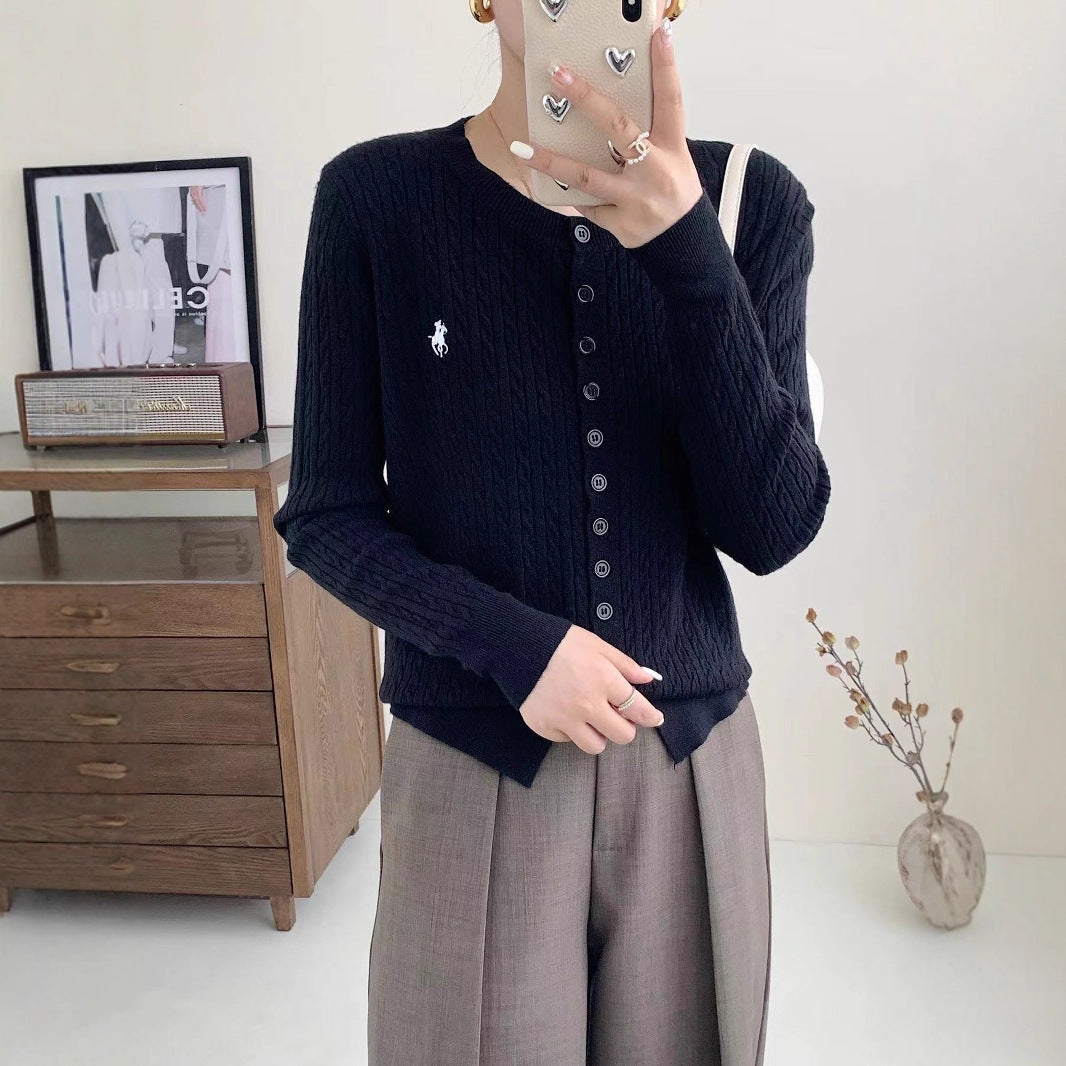 Andy velvet early spring crew neck knitted sweater women's small cardigan with autumn clothes 2025 new spring and autumn sweater jacket
