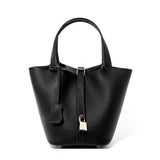 Leather Basket Bucket Bag