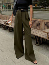 Twill Wide Leg Commuter Trousers