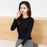 Knitted short top bottoming shirt autumn and winter 2021 new slim-fitting long-sleeved round neck with high-waisted sweater women's wholesale