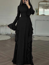 Flared Sleeve A-Line Maxi Dress