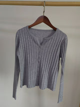 Thick Rib Crew Neck Knit Cardigan