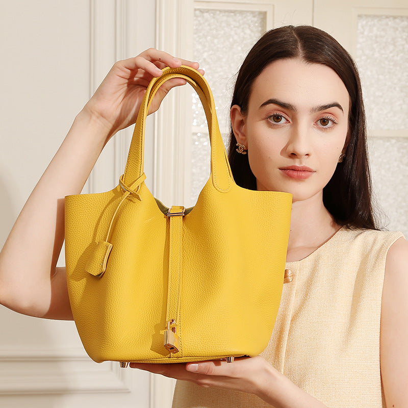 Leather Basket Handbag