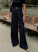 Twill Wide Leg Commuter Trousers
