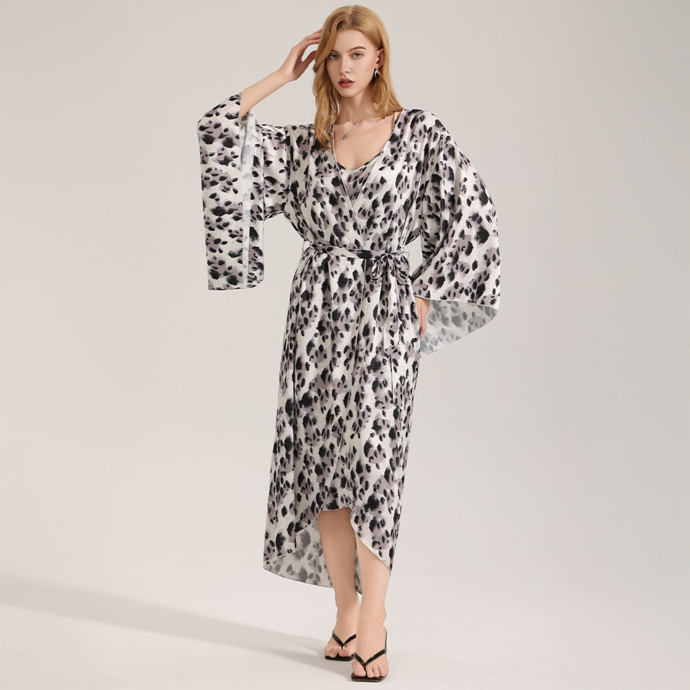 The Wild Party | Women's Leopard Print Satin Long Robe