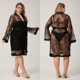 The Lace Seduction | Women's Plus-Size Lace Short Robe