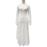 Turtleneck Pleated Bodycon Maxi Dress