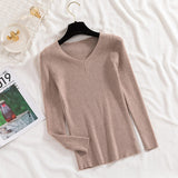 Thin Stretch V Neck Knit Pullover