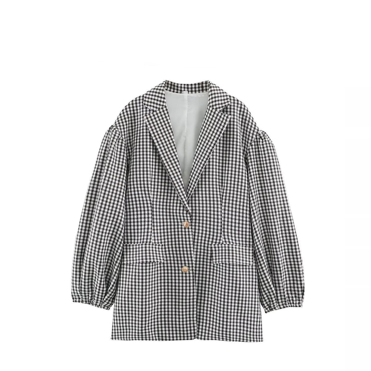 Houndstooth Collarless Jacket