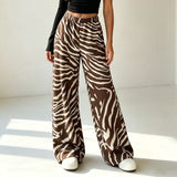 Zebra Print Wide Leg Trousers
