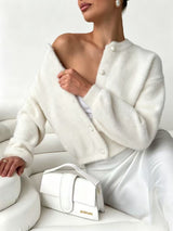 Faux Mink Pearl Button Cardigan