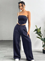 Strapless Top and Suit Trouser Set