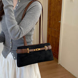 Suede Lock Shoulder Bag