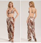 The Zebra Temptation | Women's Zebra Print Satin Cami Top & Long Pants Pajama Set