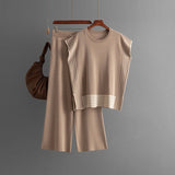 Striped Panel Top and Wide Leg Trouser Set