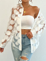 3D Floral Mesh Shirt and Bandeau Set