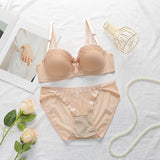 The Butterfly Whisper | Embroidered Floral Lingerie Set with Underwire