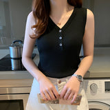 Suspender women's summer inner small vest bottoming shirt knitted sweater slim v-neck sexy sleeveless short top outside