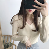 Super Soft Ribbed V Neck Pullover
