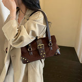 Studded Suede Shoulder Bag