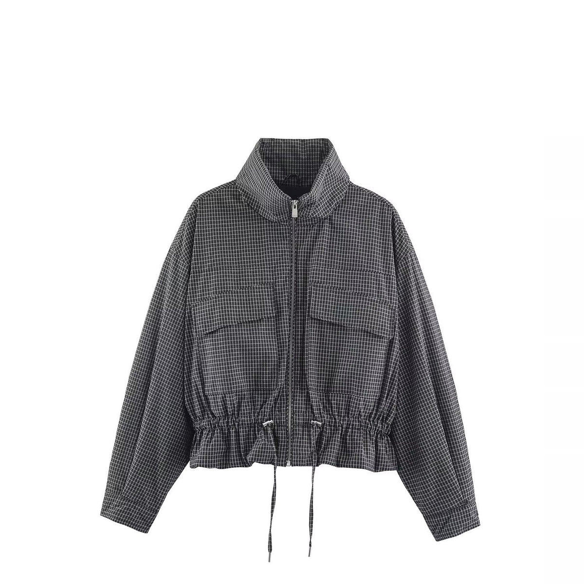 Plaid Stand Collar Padded Jacket