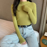 Stretch Mock Neck Knit Top 19 Colours