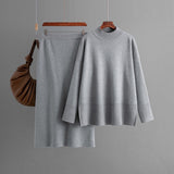 Turtleneck Knit Top and Pencil Skirt Set
