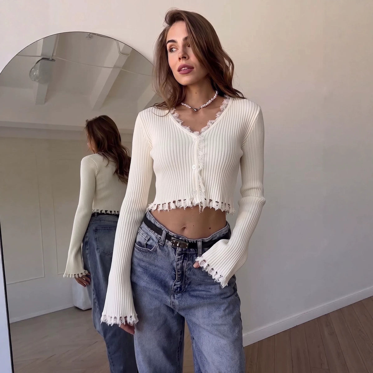 Raw Edge Knit Cardigan