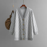 Argyle V Neck Longline Cardigan