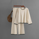 Contrast Trim Mercerised Cotton Knit Set