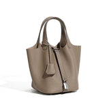 Leather Basket Bucket Bag