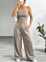 Strapless Top and Suit Trouser Set