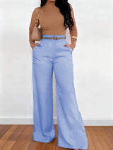 Twill Wide Leg Suit Trousers