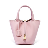 Leather Basket Bucket Bag