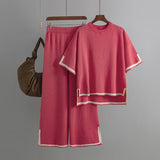 Contrast Colour Top and Wide Leg Trouser Set