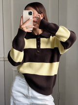 Striped Polo Collar Sweater