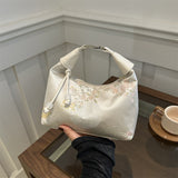 Embroidered Silk Bucket Bag