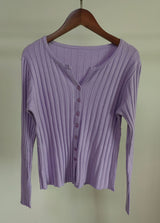 Thick Rib Crew Neck Knit Cardigan