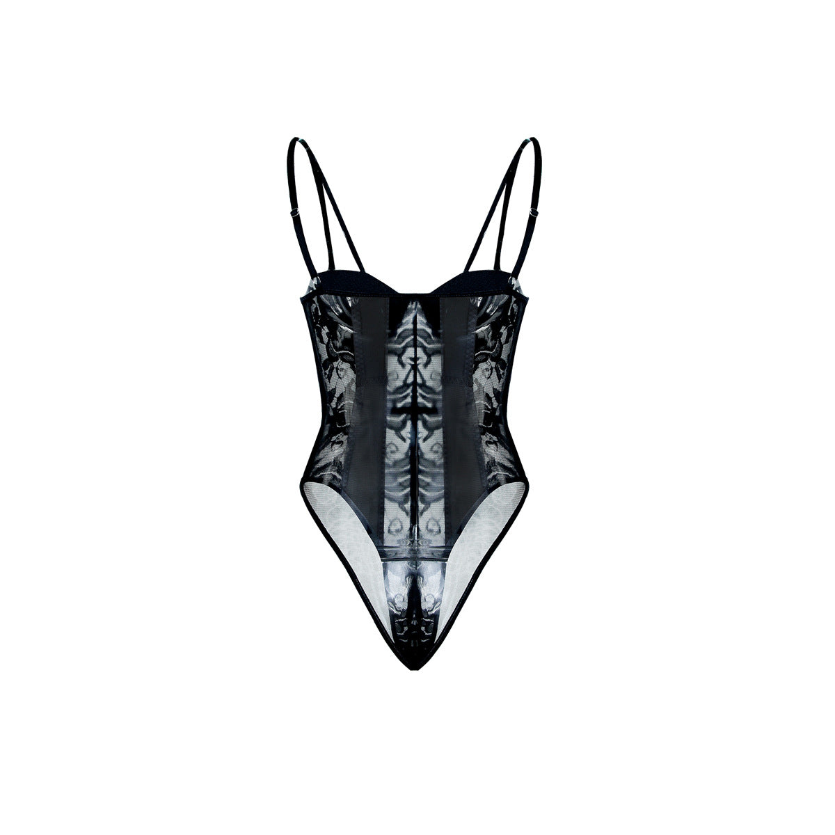 Lace stitching street style bodysuit - Negative Apparel