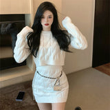 Twist Knit Top and Mini Skirt Set