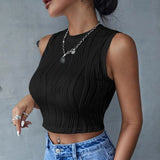 Sleeveless round neck slim-fitting women's small vest