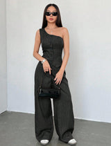 One Shoulder Top and Trouser Set