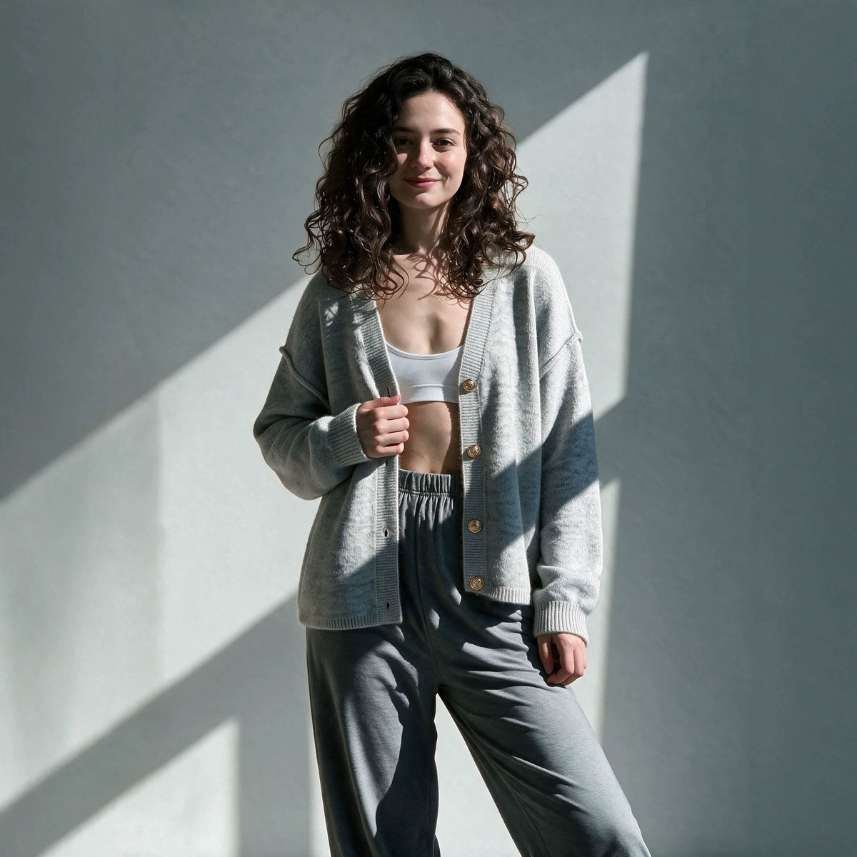 Marl Grey V-Neck Cardigan