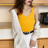 Knitted suspender ice silk small vest women's summer inner with black and white outer bottoming shirt square neck slim top trendy wholesale
