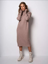 Turtleneck Knit Midi Dress