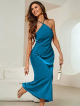 Satin Halter Neck Maxi Dress