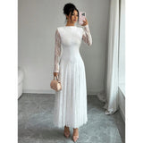 Lace Mock Neck Long Sleeve Maxi Dress