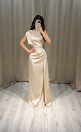 Satin Ruched Waist Sleeveless Maxi Dress