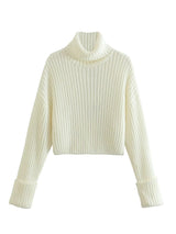 Women’s Cropped High Neck Cotton Sweater – Street Hipster Punk Style