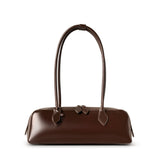 Long Leather Baguette Shoulder Bag